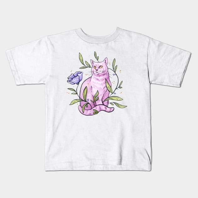 Pastel Kitty Kids T-Shirt by Ellen Wilberg